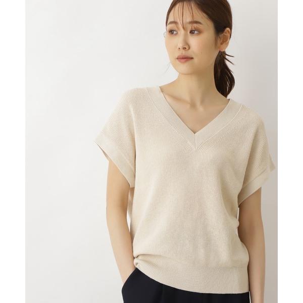 「NATURAL BEAUTY BASIC」 Vネックニット MEDIUM ベージュ レディース