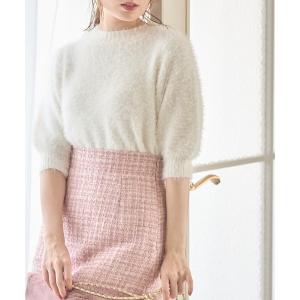 ニット レディース バルーンスリーブシャギーニットプルオーバー