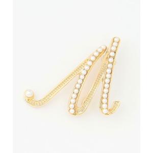 ブローチ パールイニシャルブローチ レディース