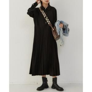 シャツワンピース ハーフボタン　プリーツワンピース シャツワンピース