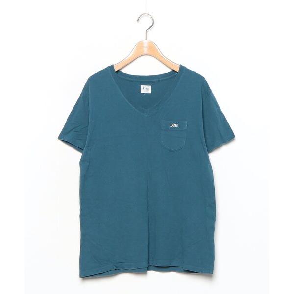 「Lee」 刺繍半袖Tシャツ - ブルー メンズ