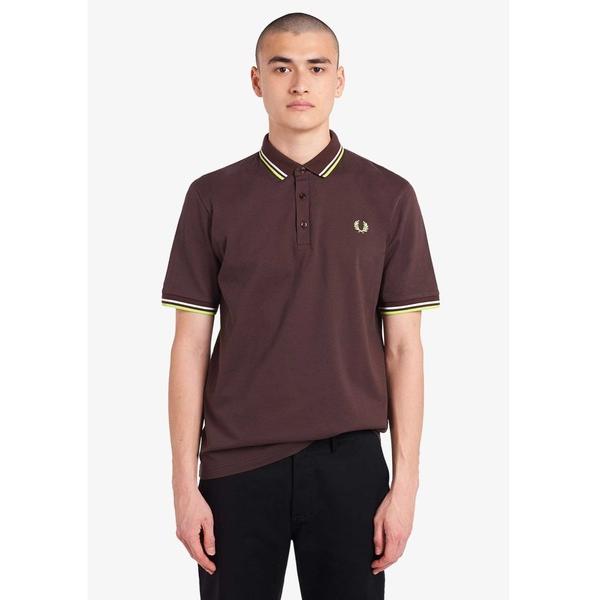 「FRED PERRY」 半袖ポロシャツ M ダークブラウン メンズ