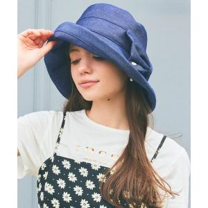 帽子 ハット レディース 「UV99.9%以上カット・吸水速乾・抗菌防臭・洗える・サイズ調整可」BIG RIBBON WIDE DENIM HAT 帽｜ZOZOTOWN Yahoo!店