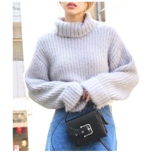 ニット セーター モヘアタッチオフタートルニットトップス レディース