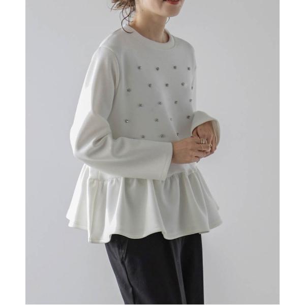 ビジューペプラムプルオーバー レディース