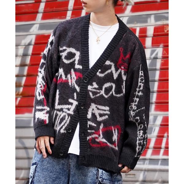 カーディガン 総柄ジャガード 起毛カーディガン / All-over Jacquard Brushe...