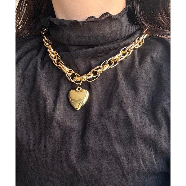 ネックレス ビッグチェーンハートネックレス レディース