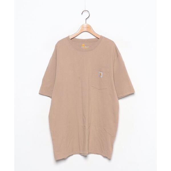 「Carhartt」 ワンポイント半袖Tシャツ L ベージュ メンズ