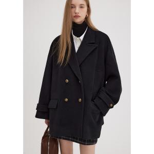 ピーコート pコート ダブルブレスト リボンタイショートコート