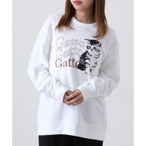 トレーナー スウェット spiritoso 猫プリント裏毛スウェット メンズ レディース