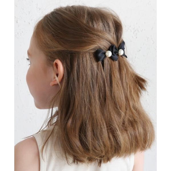 ヘアクリップ チュー パール 姉妹 リボン バレッタ