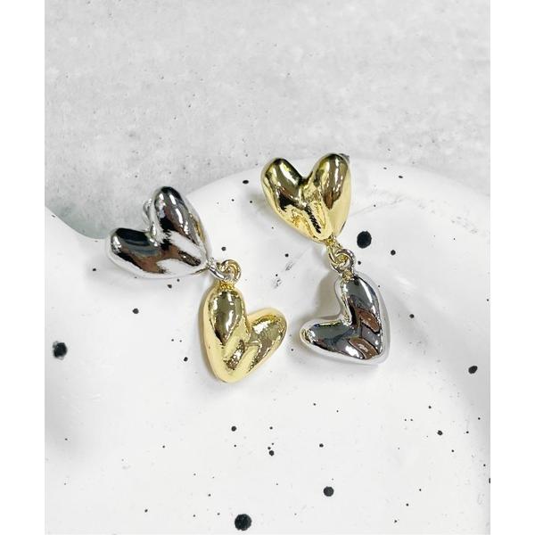ピアス 「HIKA」ハート2連ピアス レディース メンズ