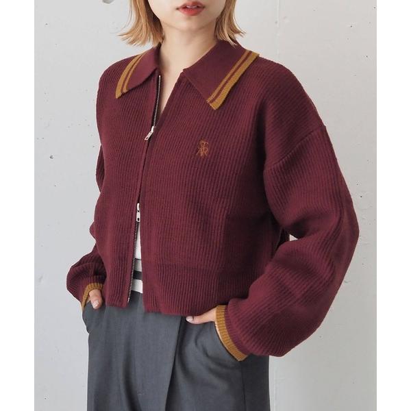 ニット セーター 「2025AW新色登場」ライン衿ジップブルゾン レディース