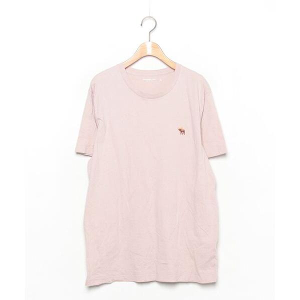 メンズ 「Abercrombie&amp;Fitch」 刺繍半袖Tシャツ L ピンク