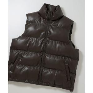 THISIS ダウンベスト ベスト PUレザー 中綿ベスト メンズ レディース
