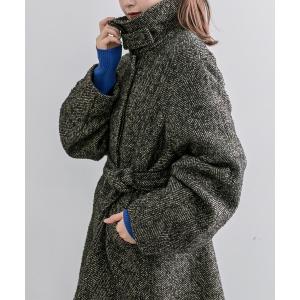 ステンカラーコート ジャガードミドルコート