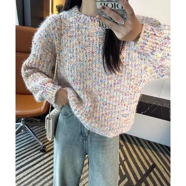 ニット セーター ミックスカラー編みニット レディース