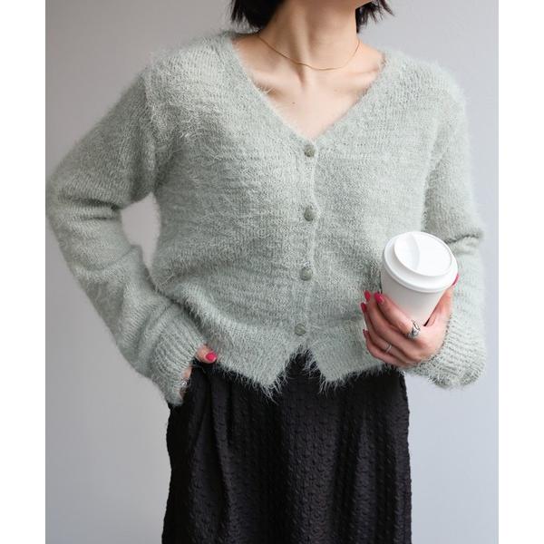 カーディガン ふわふわシャギーニットカーディガン レディース
