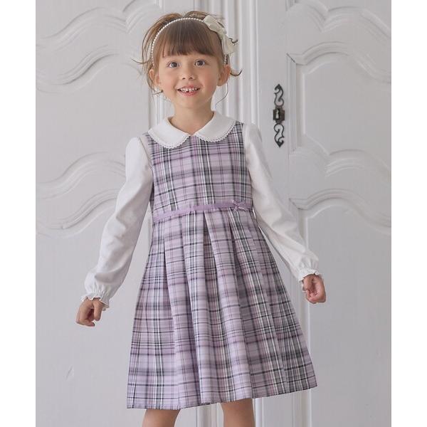 ワンピース チェック ジャンパースカート キッズ 子供服 女の子