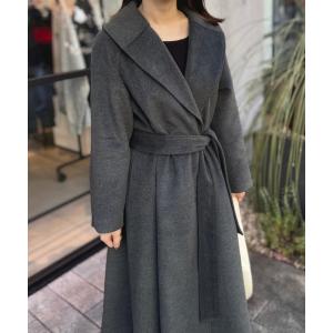 ステンカラーコート コート shawl collar belted long coat /ショール