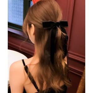 ヘアクリップ ベロアとオーガンジーのダブルリボン...の商品画像