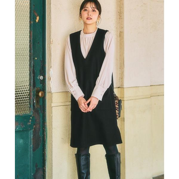 ジャンパースカート ウール調Ｖネックジャンパースカート