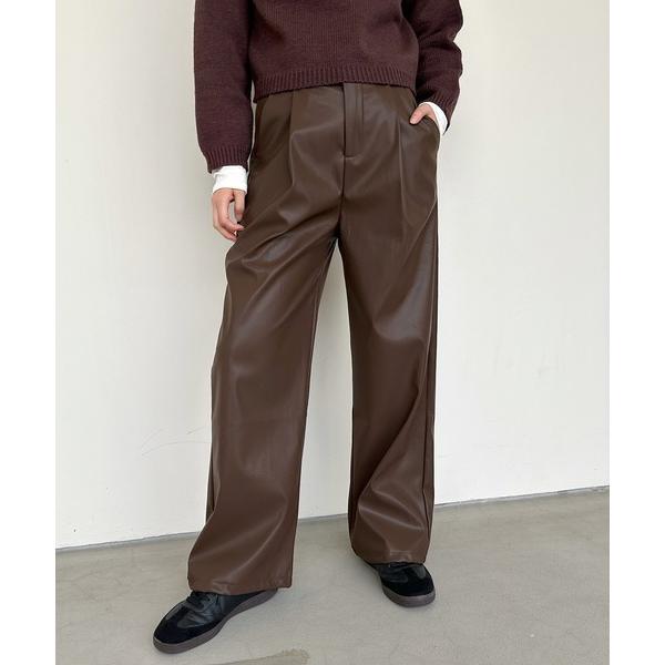 パンツ PUストレートパンツ レディース