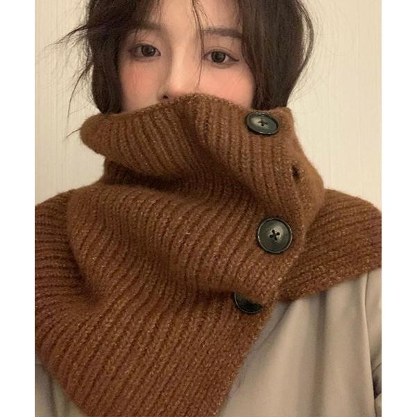 マフラー ストール ボタン ニット ネックウォーマー レディース