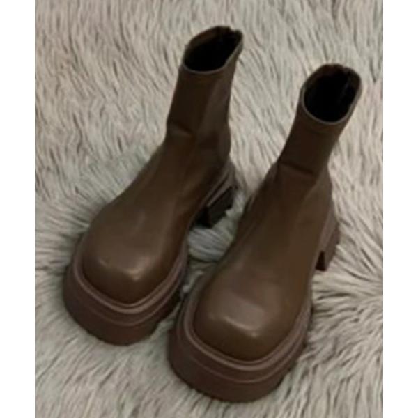 ブーツ 厚底ショートブーツ レディース