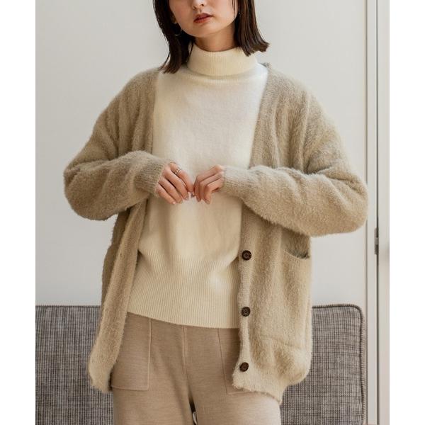 カーディガン ふんわりVネック シャギー ニット カーディガン レディース