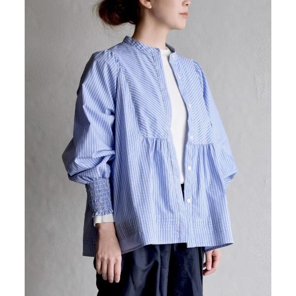 ブラウス シャツ ブザム切り替え ボリュームスリーブブラウス レディース