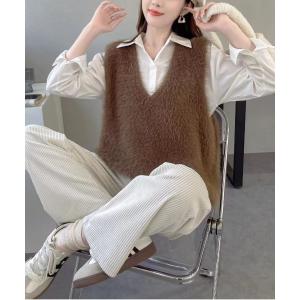 ベスト ジレ 「SETUP7」シャギーニットベスト KNF049 レディース