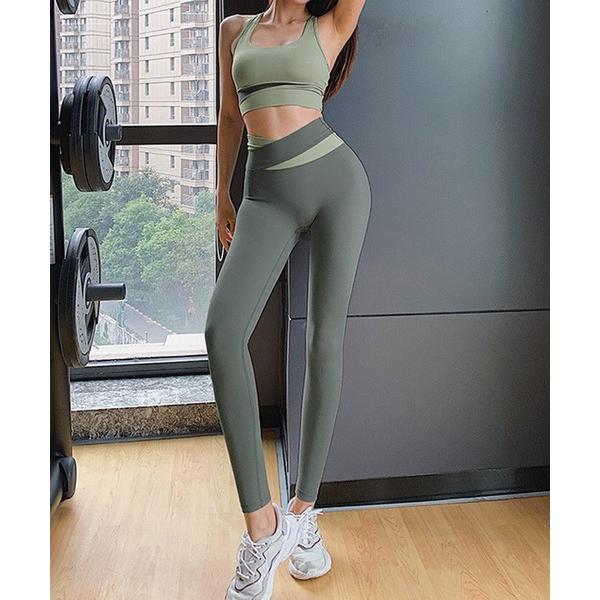 「-REANO-レアノ」2点セット　ヨガ/ランニングフィットネススポーツブラ＆レギンス