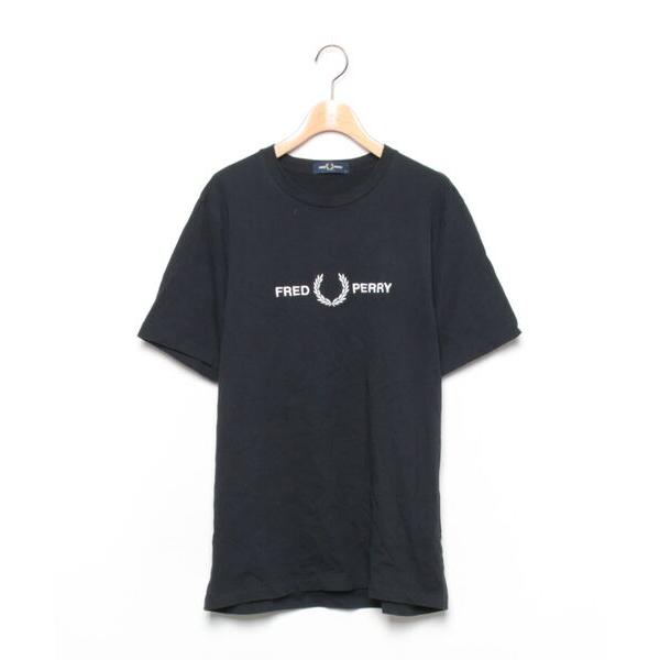 「FRED PERRY」 半袖Tシャツ L ブラック メンズ