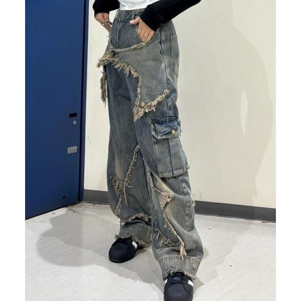 ジーンズ A&apos;GEM/9 × .kom「ARULE/アルール」スターデニム パンツ メンズ レディー...