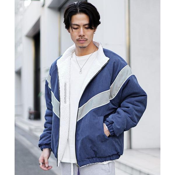 ブルゾン アウター ピーチスキンリバーシブルボアジャケット メンズ ルーズシルエット 中綿ブルゾン ...