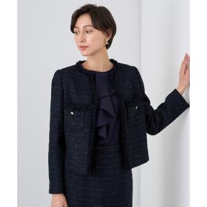 ジャケット ノーカラージャケット ミックスツイードノーカラー ジャケット レディース