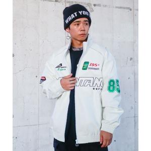 ブルゾン アウター Z)「BLINGLEADS」PUレザー刺繍ブルゾン メンズ レディース