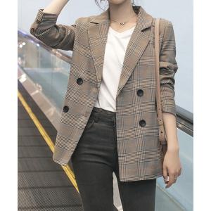 ジャケット テーラードジャケット グレンチェック ジャケット レディース秋 レディース
