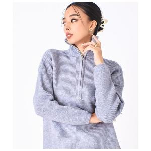 ニット セーター ハーフジップ ニット セーター ハイネック 長袖 レディース