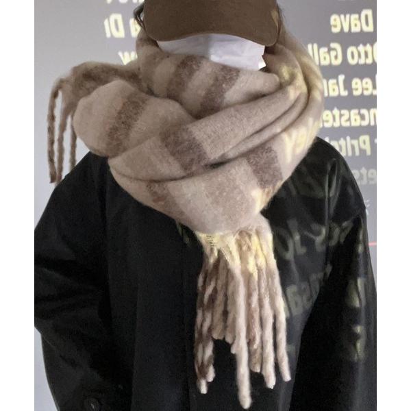 マフラー ストール チェックフリンジマフラー レディース