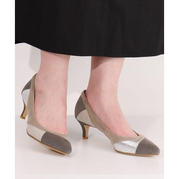 パンプス カラーブロックポインテッドトゥパンプス