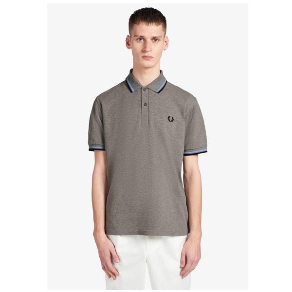 「FRED PERRY」 半袖ポロシャツ 36 ミックスグレー メンズ