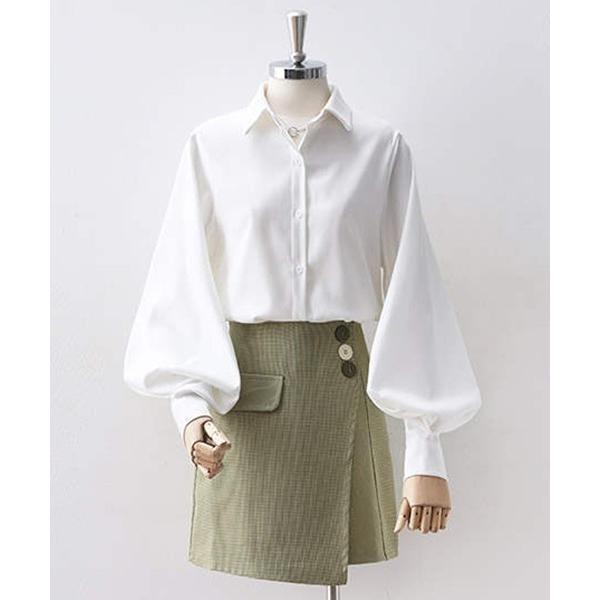 ブラウス シャツ YUGA　ランタンスリーブ　シャツ レディース