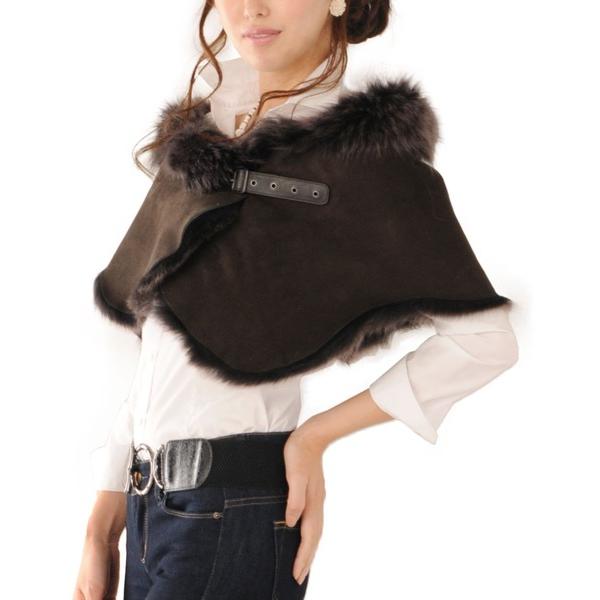 ストール マフラー ムートンWフェイスケープ大判ストール レディース