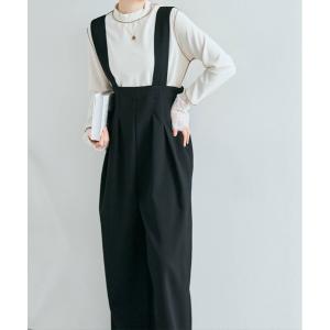 サロペット オーバーオール キレイ目シルエットで大人見せ。ハイウエスト タック サロペット レディース