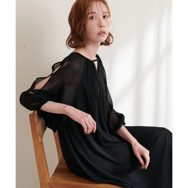 「natural couture」 半袖ワンピース MEDIUM ブラック レディース