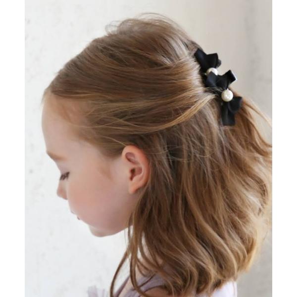 ヘアクリップ 入学式 るい 蝶 パール付き リボン バンスクリップ