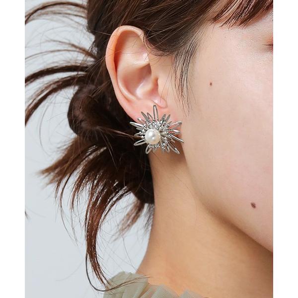 ピアス シャープ メタル フラワー ピアス パーティー 結婚式 お呼ばれ オケージョン レディース