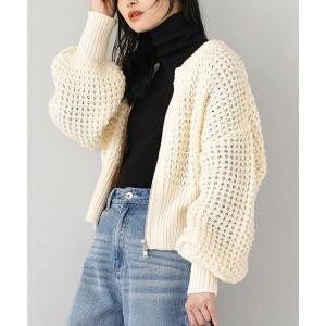 カーディガン ワッフルニット ダブルジッパーカー...の商品画像